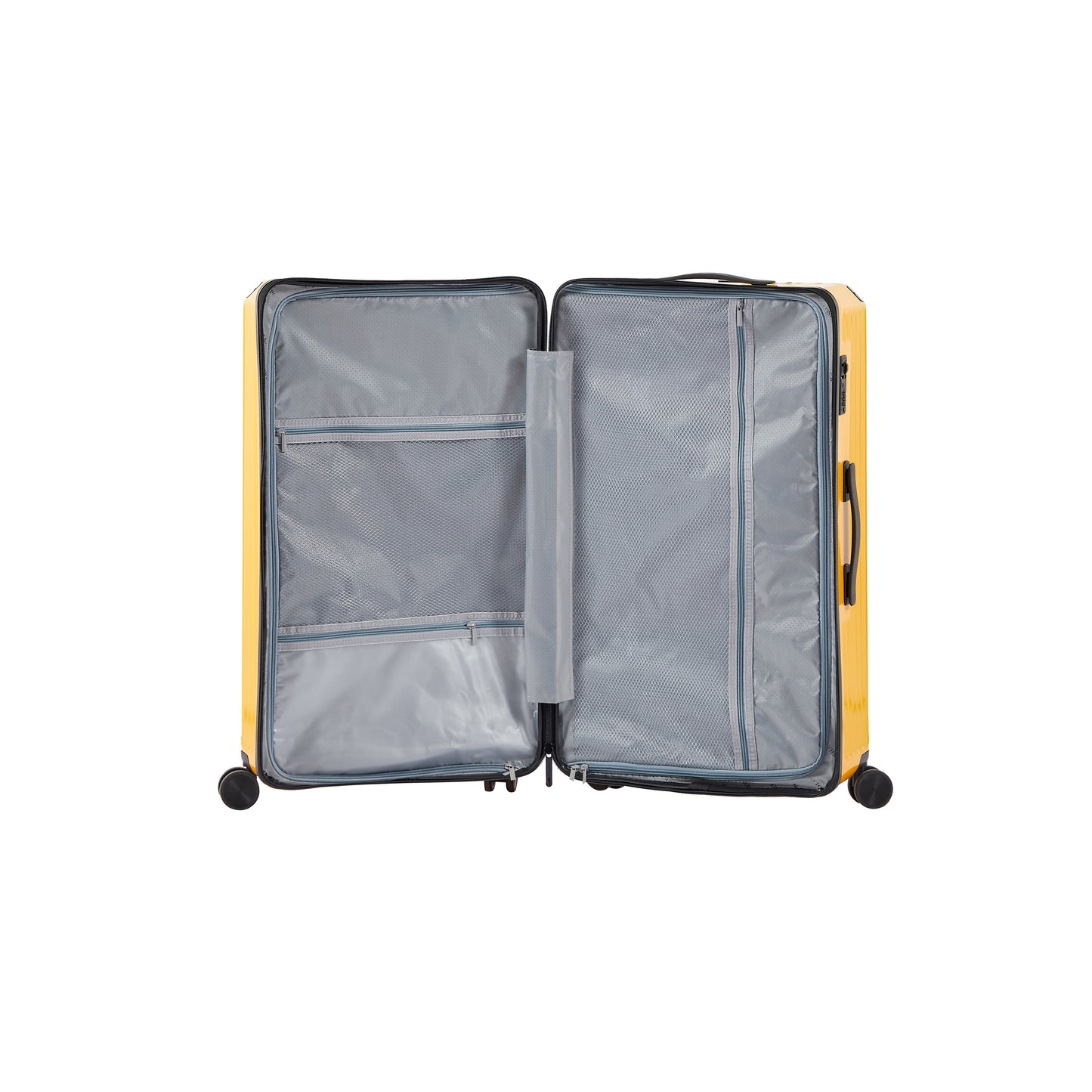 Luggage Set 4 pcs (20"/24"/29"/Travel Bag), PC+ABS Durable Lightweight Luggage with Collapsible Cup Holder TSA Lock, Yellow
