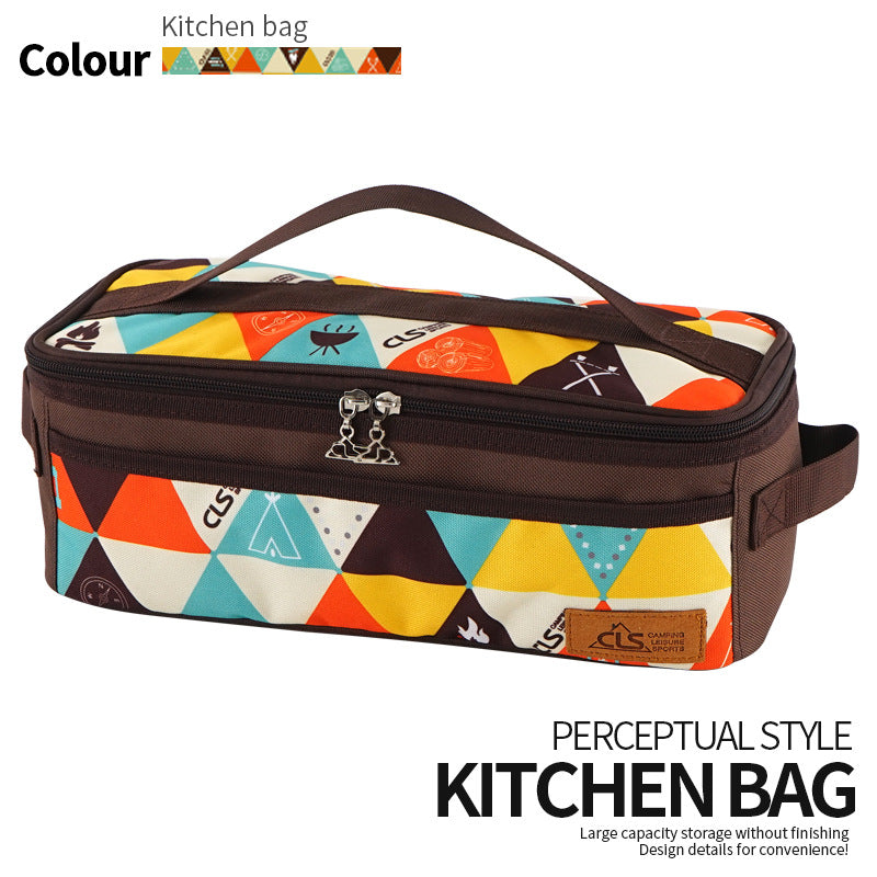 Outdoor Camping Cookware Storage Bag Camping Barbecue Tableware Storage Bag Self-Driving Travel Cosmetic Bag Portable Wash Bag