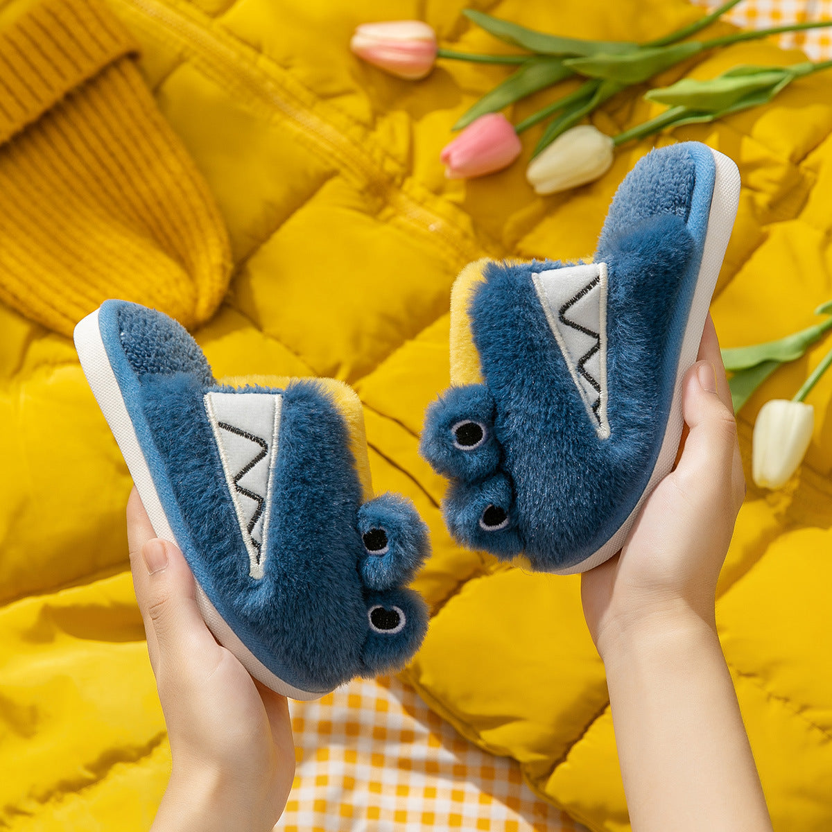 Children's Cotton Slippers Winter Korean Cartoon Home Warm Cotton Slippers Home Furry Cute Multicolor Slippers