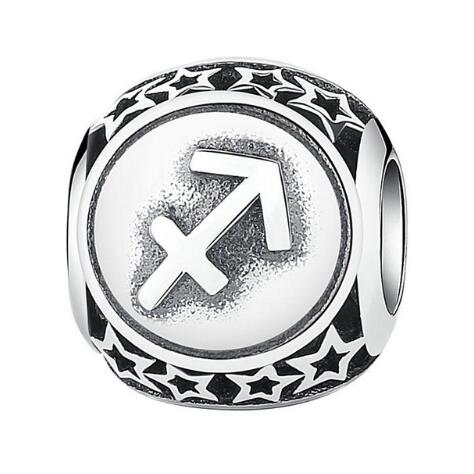 BAMOER 925 Sterling Silver Aquarius Star Sign Zodiac Beads Charms fit Bracelets PSC048