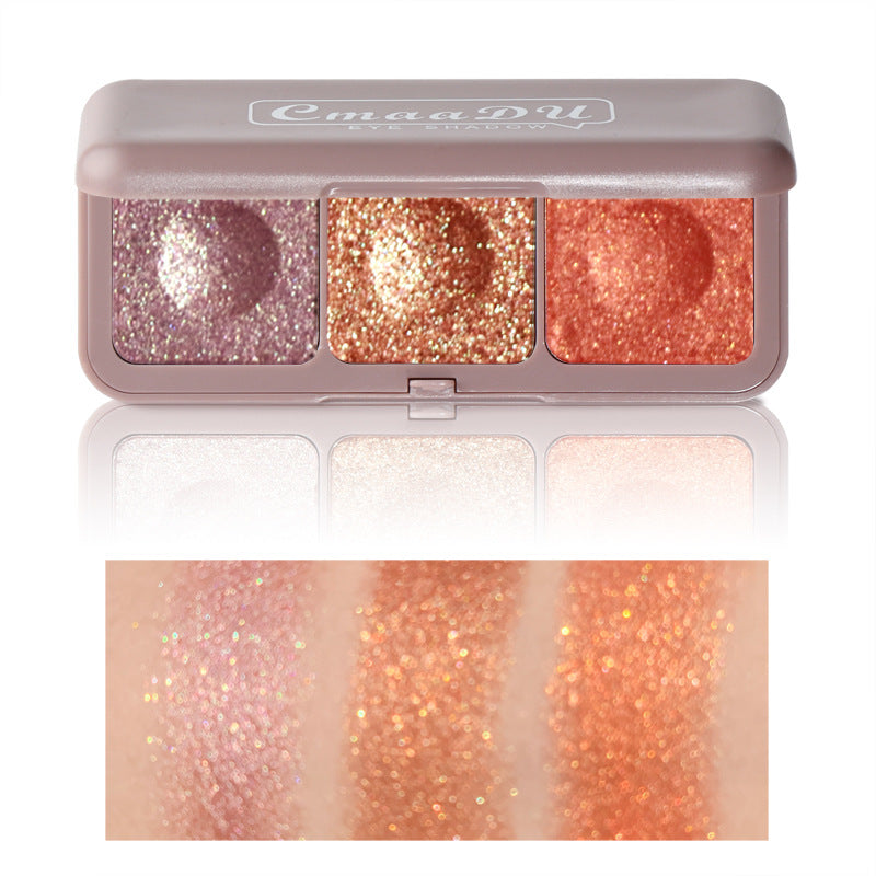 CmaaDu Three Color Mashed Potato Eye Shadow Fairy Plate Earth Color Moonlight Eye Shadow Color