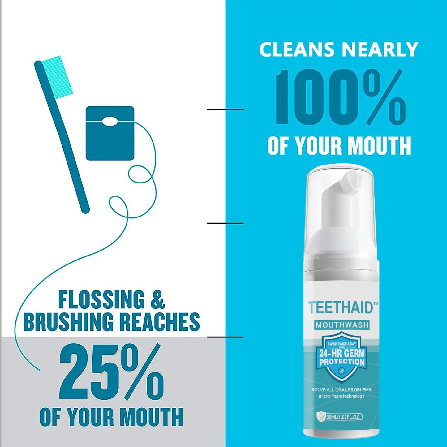 Cleanser Mousse Toothpaste Cleanser Brightening Teeth Freshening Breath Brightening Anti-Cavities Removing Stains Mouth Cleanser