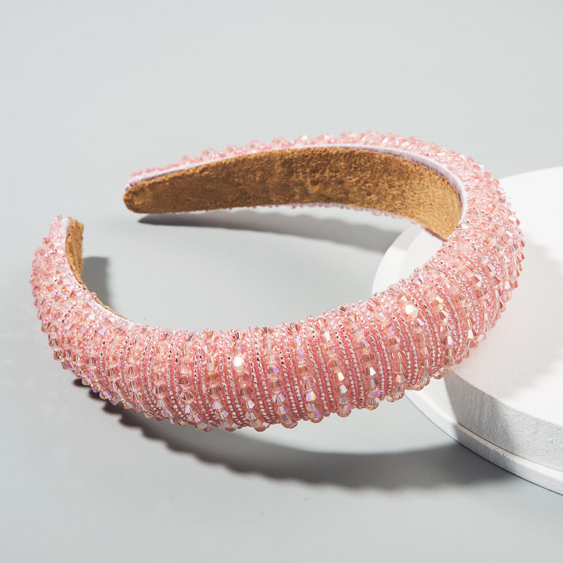 Hair Hoop Hand Woven Beaded Head Hoop Female Baroque Sponge Hair Bundle Korean Style Of The Net Red Face Wash Hair Accessories