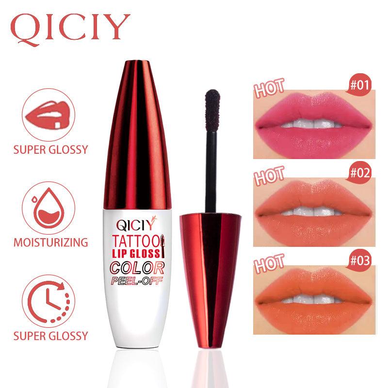 4-color tear off lip gloss is easy to color, moisturizes and lasts for a long time without sticking to the cup tear off lip gloss