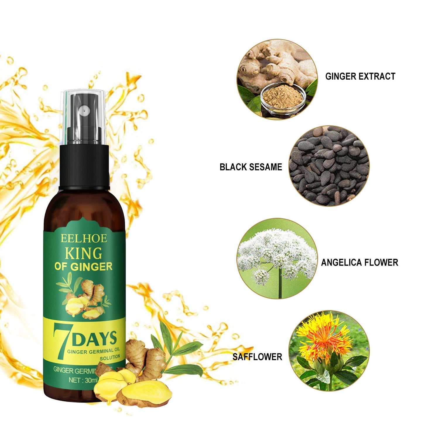 EEL Ginger Hair Spray, Strengthens Hair, Massages Scalp And Restores Hair