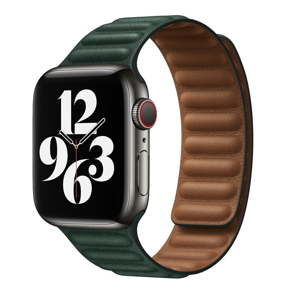 Suitable For iwatch8 Watchband S7 SE 6/5/43 Magnetic Suction New Leather Loopback Chain Apple Watch Wristband