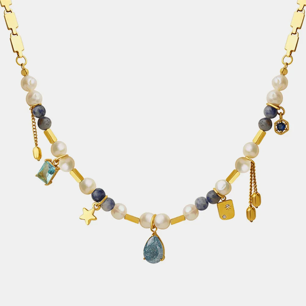 Natural stone freshwater pearl necklace necklace collarbone chain for girls