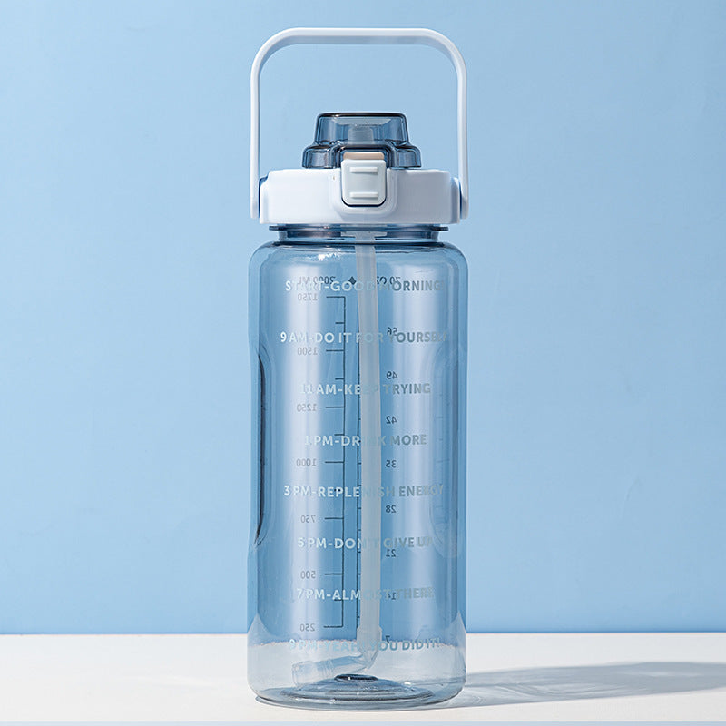 Sports water cup portable large capacity 2000ml plastic cup with straw scale men and women kettle water cup