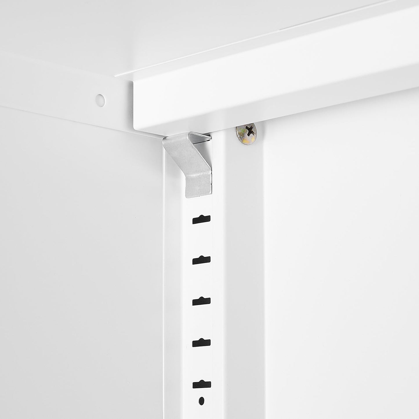 Steel storage cabinet, double door miscellaneous storage cabinet, 2 movable partitions white
