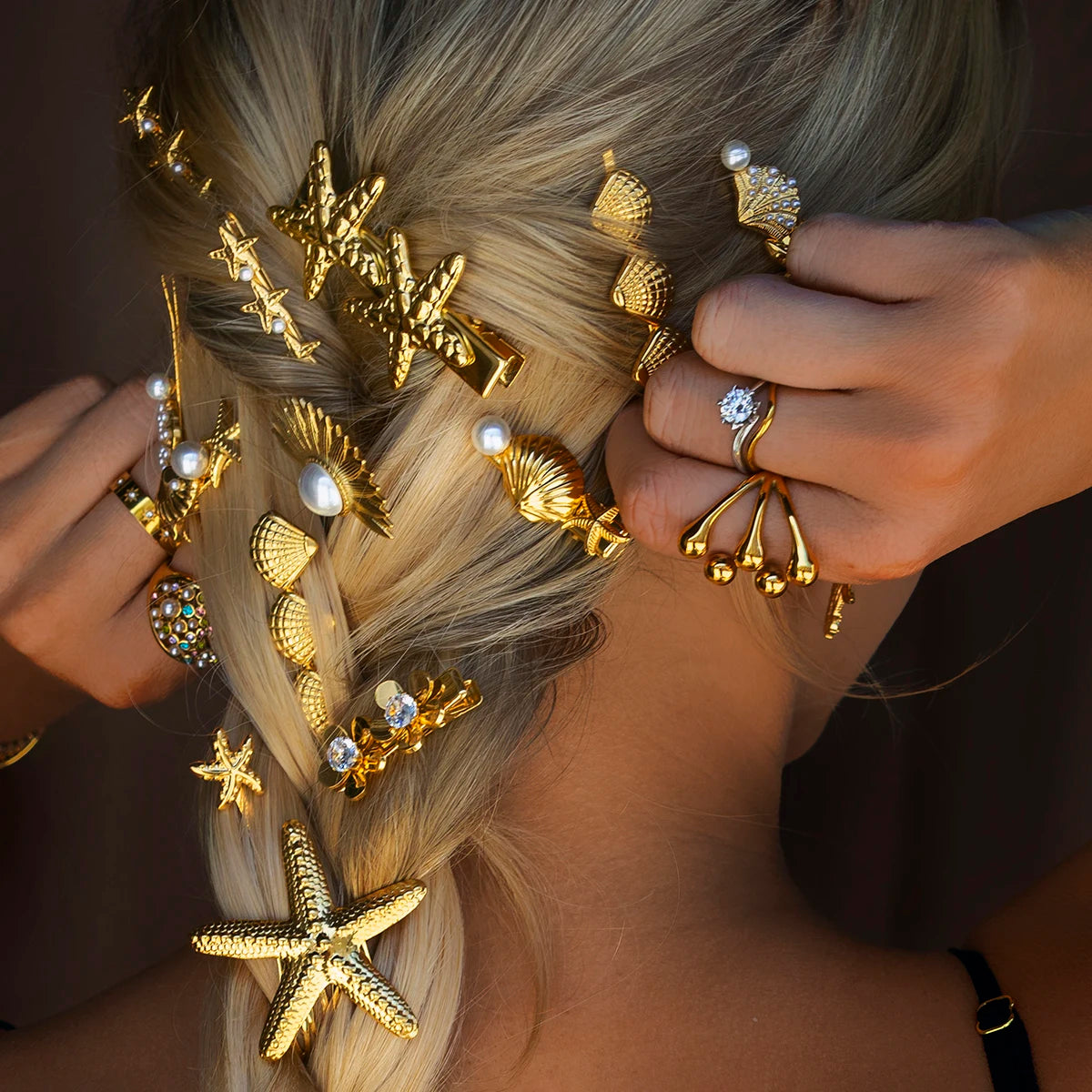 Stainless steel shell hair clip with bangs, high-end feel, ins metal hair accessories, broken hair clip at the back of the head