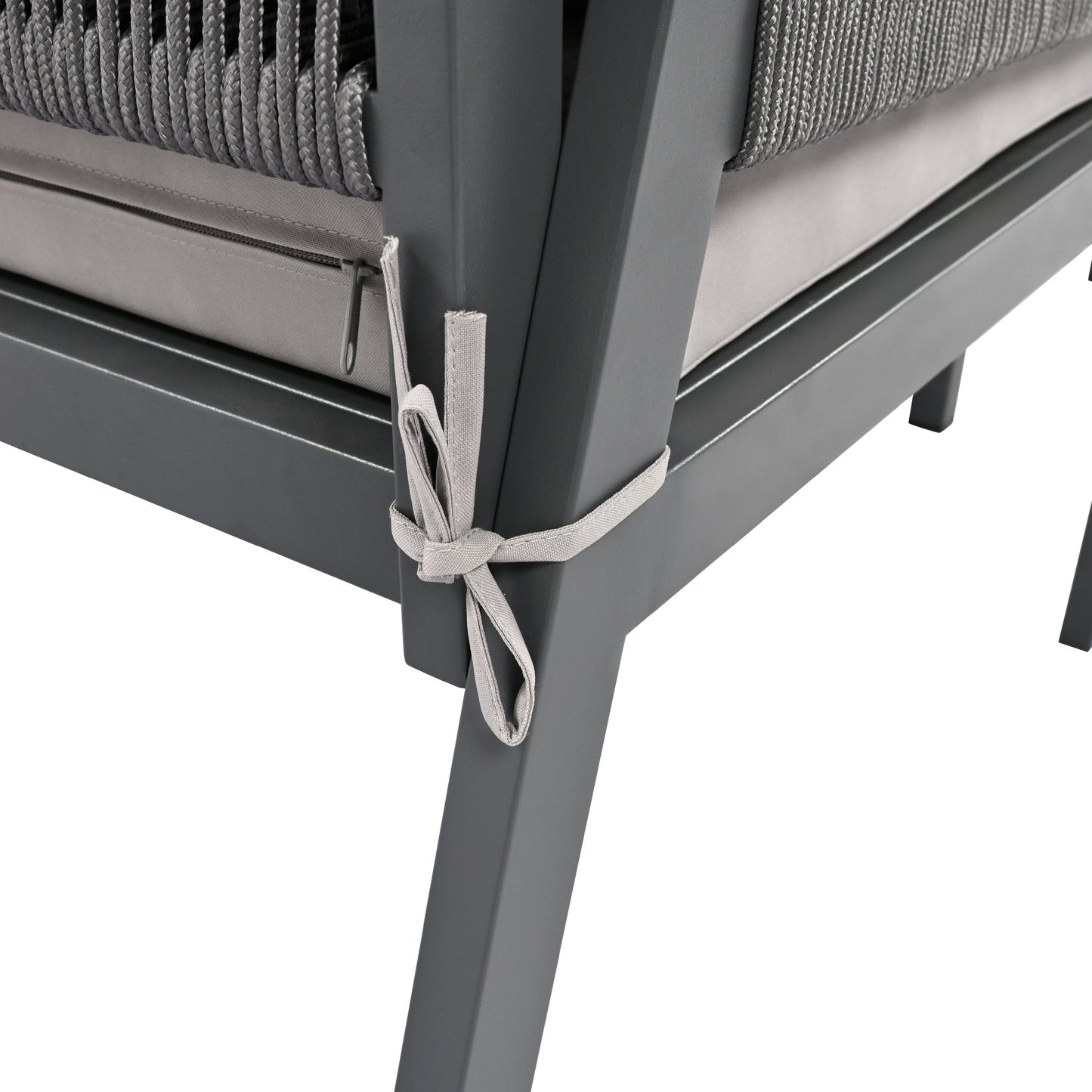 Outdoor Furniture with Tempered Glass Table Deep Seating with Thick Cushion for Backyard Porch Balcony (Grey)