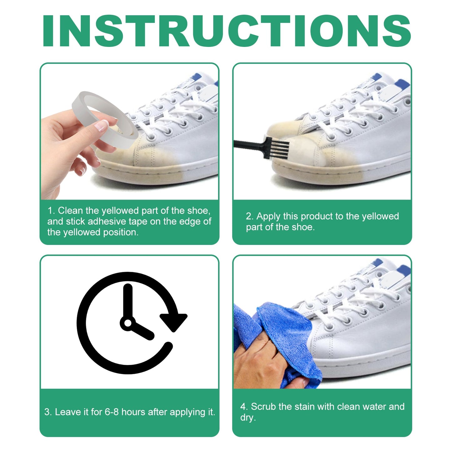 Shoes Stain Removal Yellow Gel, Remove Oxidation To Clean Stains Yellow Edge Wash Free Gel Small White Shoes