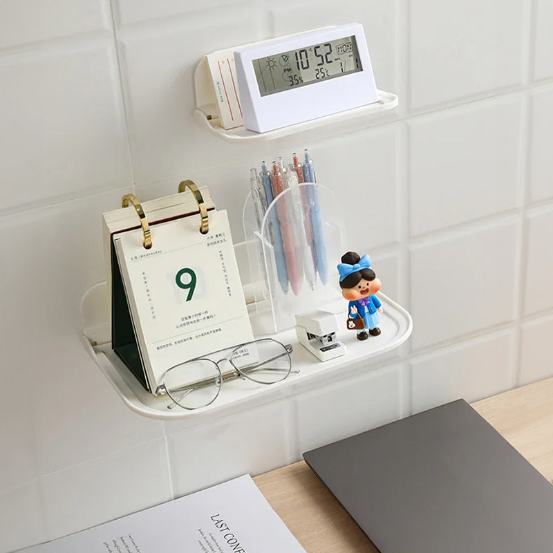 New Foldable Punch - Free Wall - mounted Plastic Floating Shelf for Bathroom and Toilet, Ideal for Towel and Clothes Storage