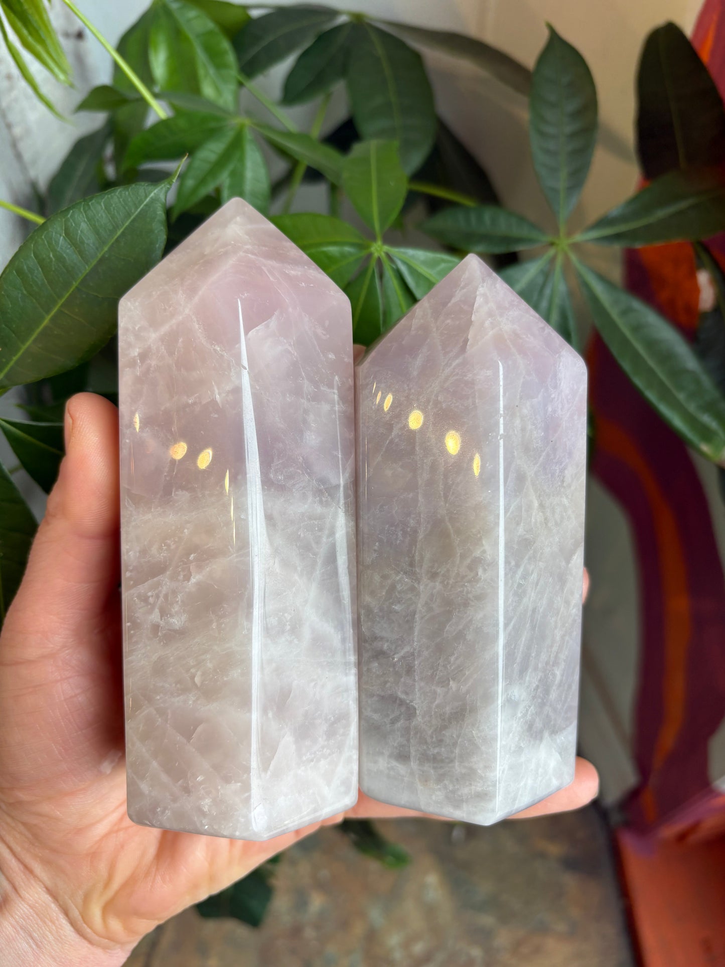 Lavender Rose Quartz tower 4.5-5 iches tall