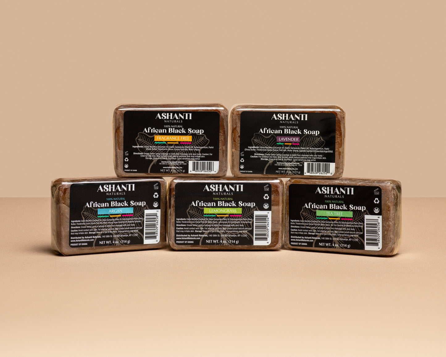 ASHANTI NATURALS 100% African Black Soap - Tea Tree