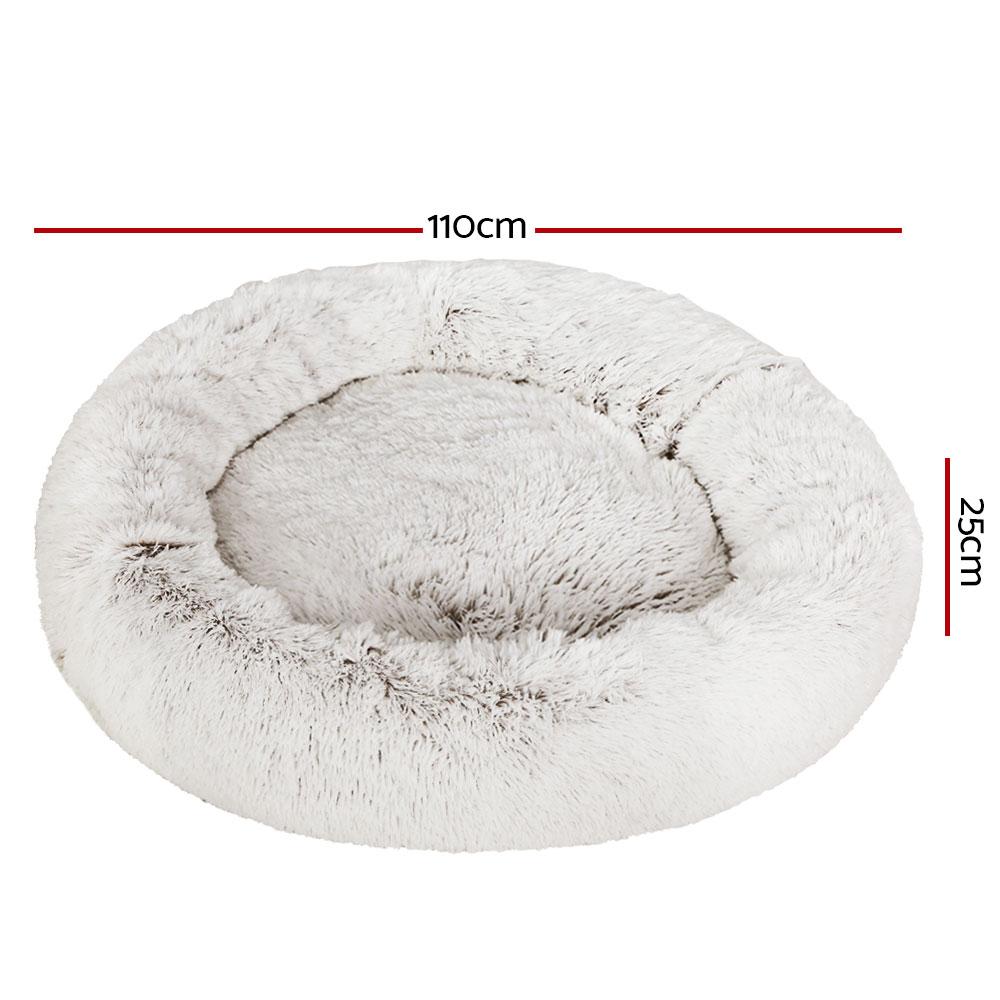 Pet Bed Dog Cat Calming Bed Extra Large 110cm White Sleeping Comfy