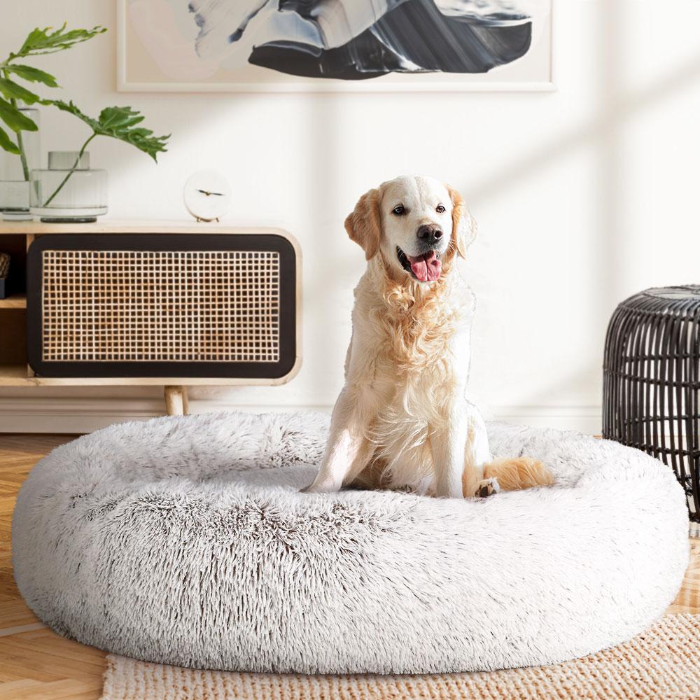 Pet Bed Dog Cat Calming Bed Extra Large 110cm White Sleeping Comfy