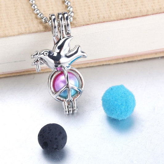 Peace Dove Pearl cage Lava Stone Aromatherapy