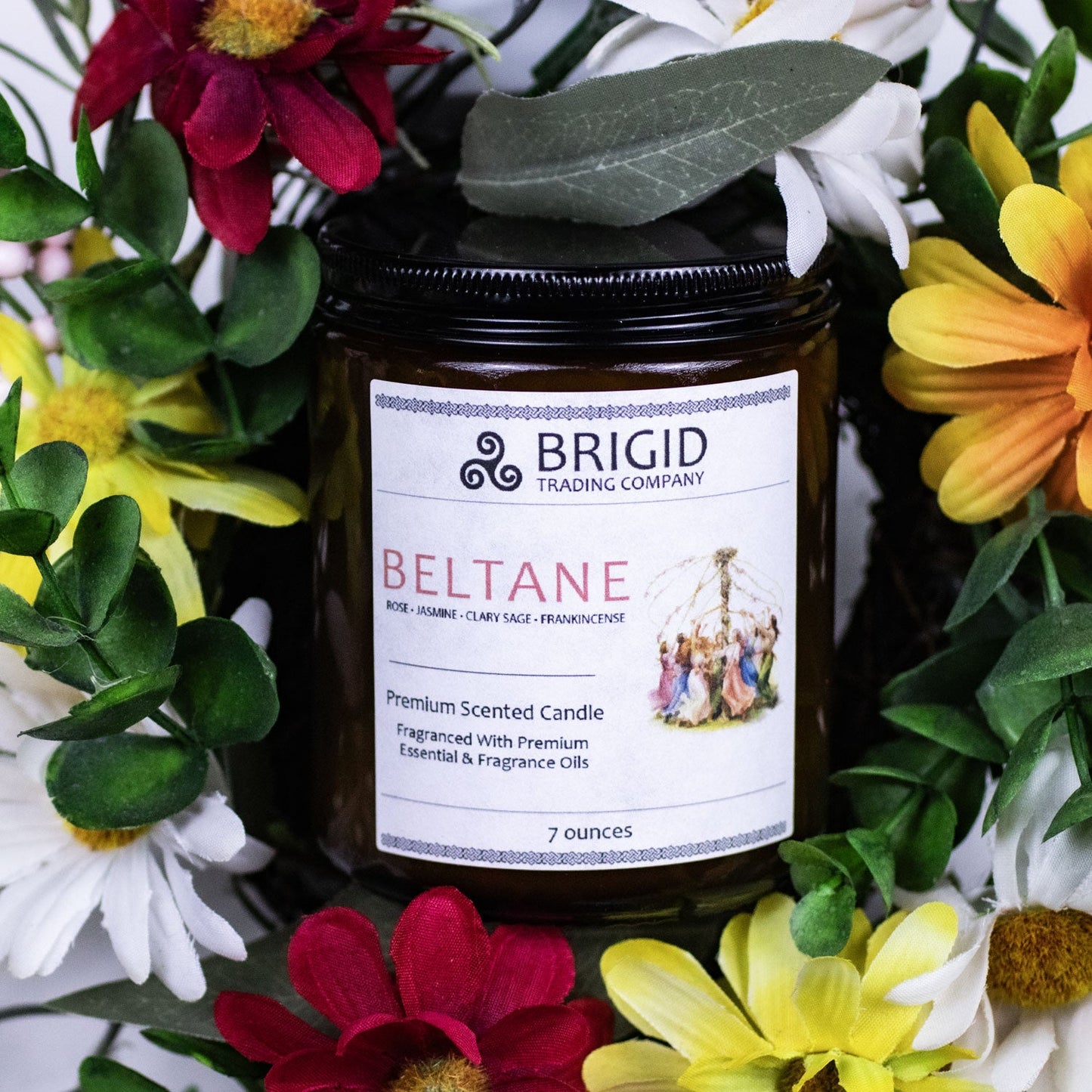 Beltane Soy Wax Candle – Rose & Jasmine Natural Candle for May Day