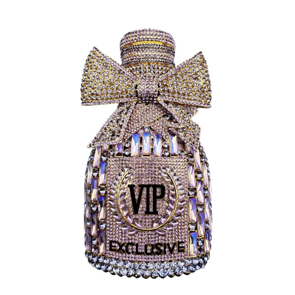 Bow Champagne Wine Bottle Diamond Set Banquet Bag Crystal Handbag for Women
