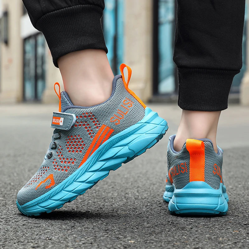 Children's sports shoes seasonal flying woven men's shoes breathable men's and women's casual running shoes for children
