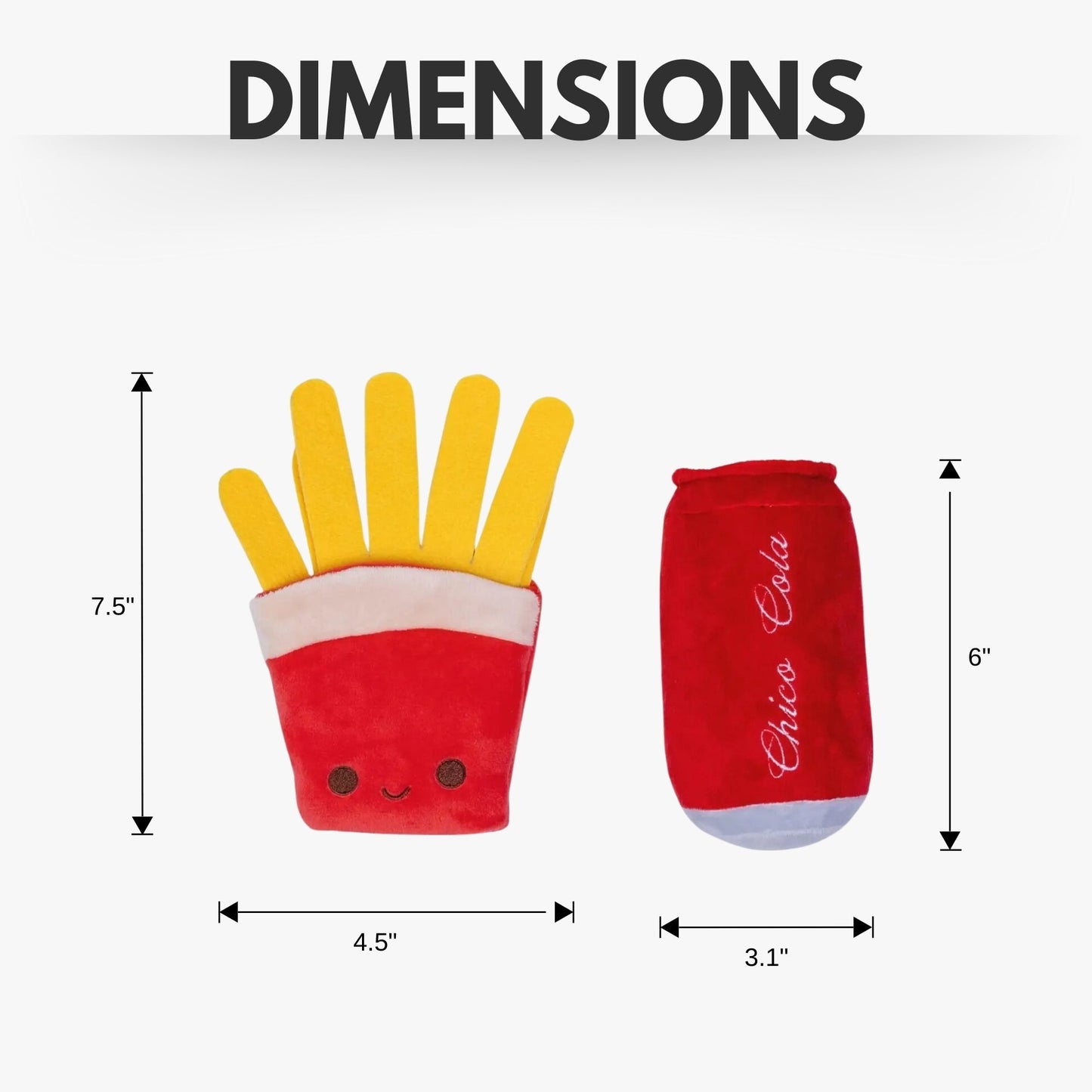 Cola & Fries Plush Dog Toy Gift Set – with Squeaker & Crinkle Paper for Fun Play