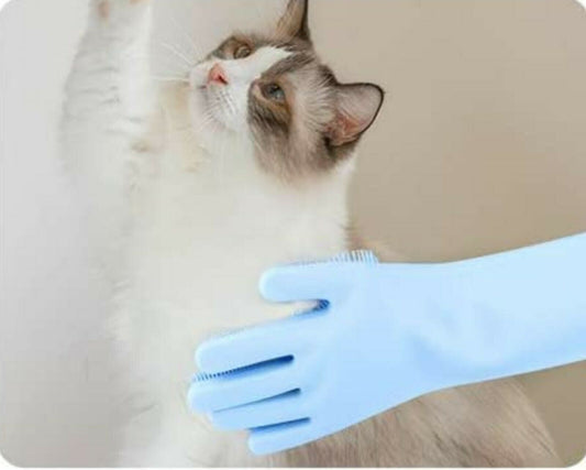 Pet Grooming Silicone Rubber Scrubber Cleaning Blue Color 2 in 1 - cavamart.com