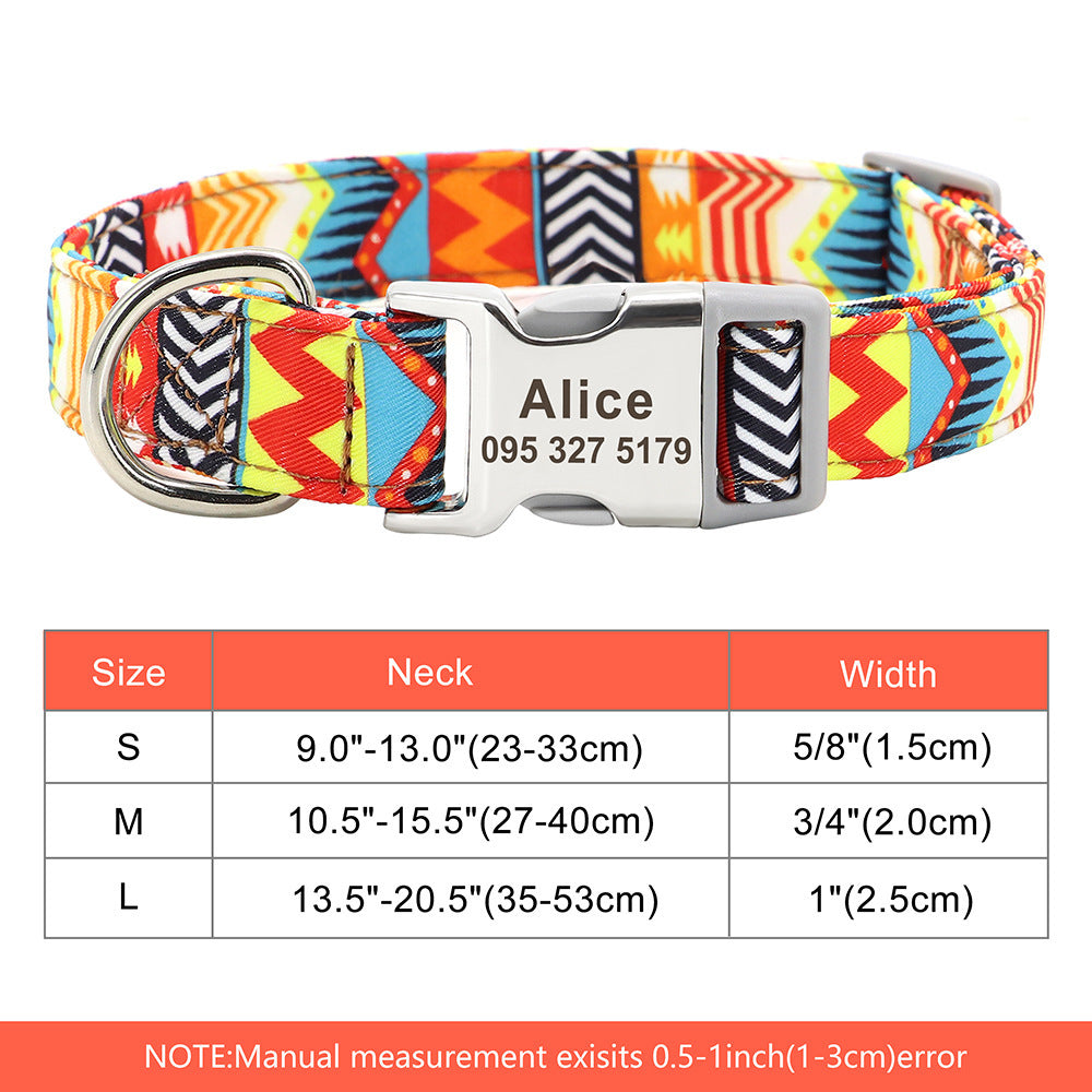 Adjustable Nylon Dog Collar Personalized Dogs Cat ID