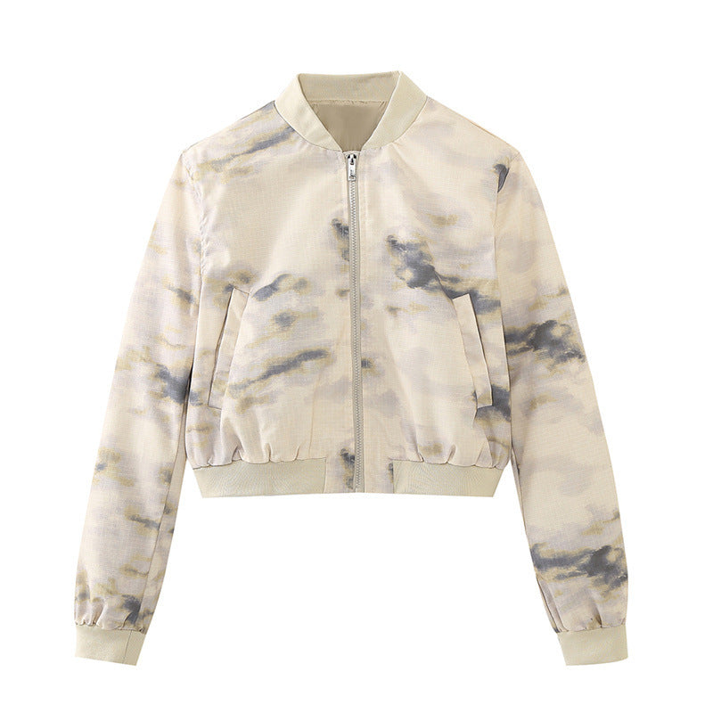 European and American style women's fashion casual tie dye jacket jacket, half skirt set