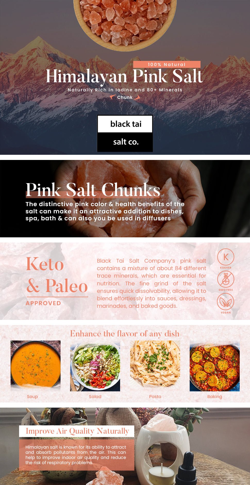 Food Grade Himalayan Salt Chunk (1"-3" size) - 5 POUNDS