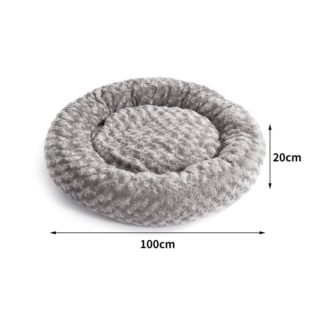 Pet Bed Dog Cat Nest Calming Donut Mat Soft Plush Kennel Cave Deep
