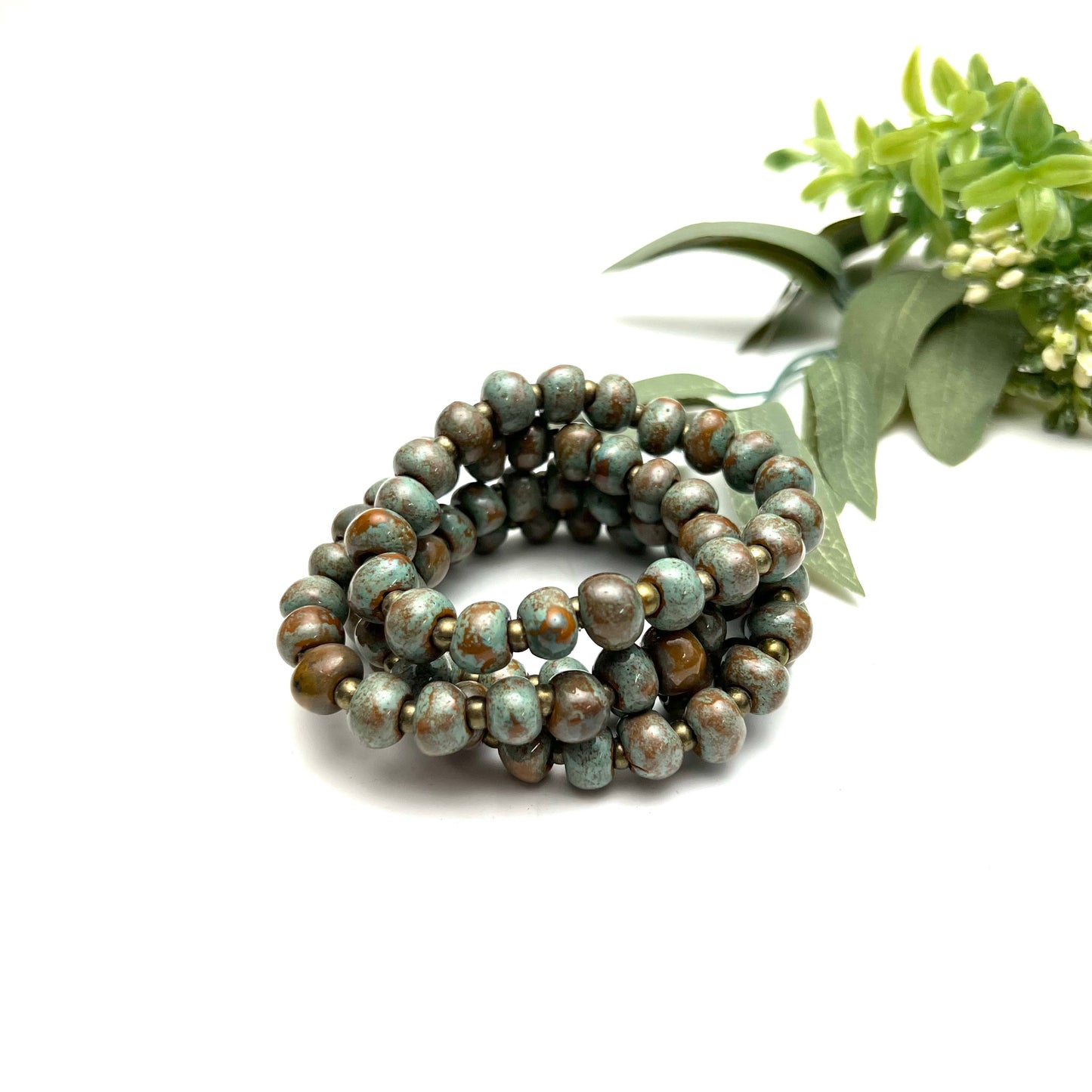Simple Ceramic Bracelet- Patina