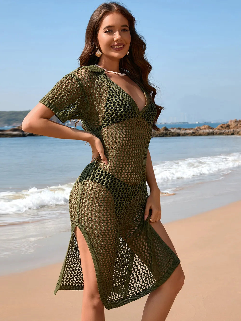 Long skirt loose solid color vacation pullover fashionable women's dress
