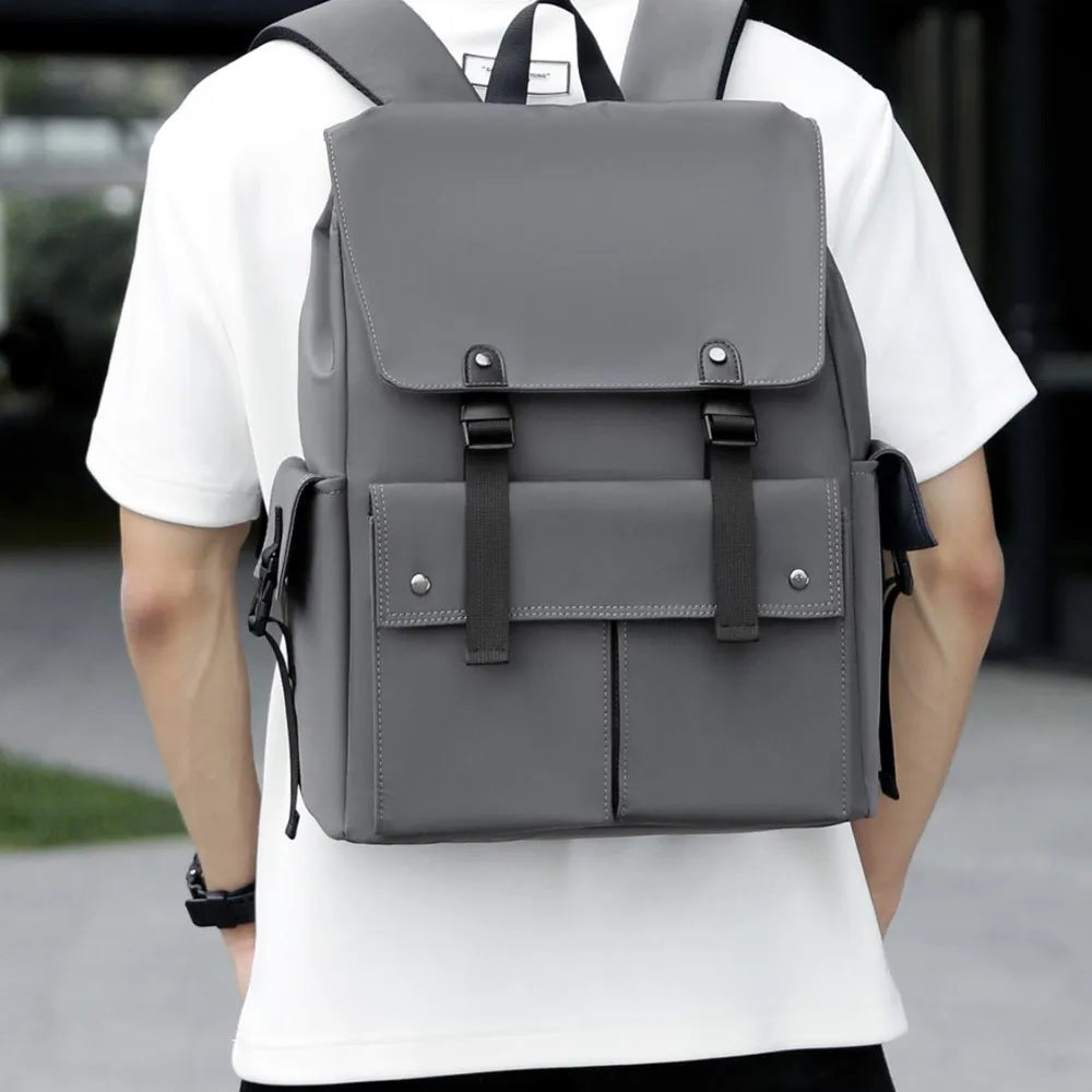 PU Leather Multi-Pockets Adjustable Strap Backpack Bag
