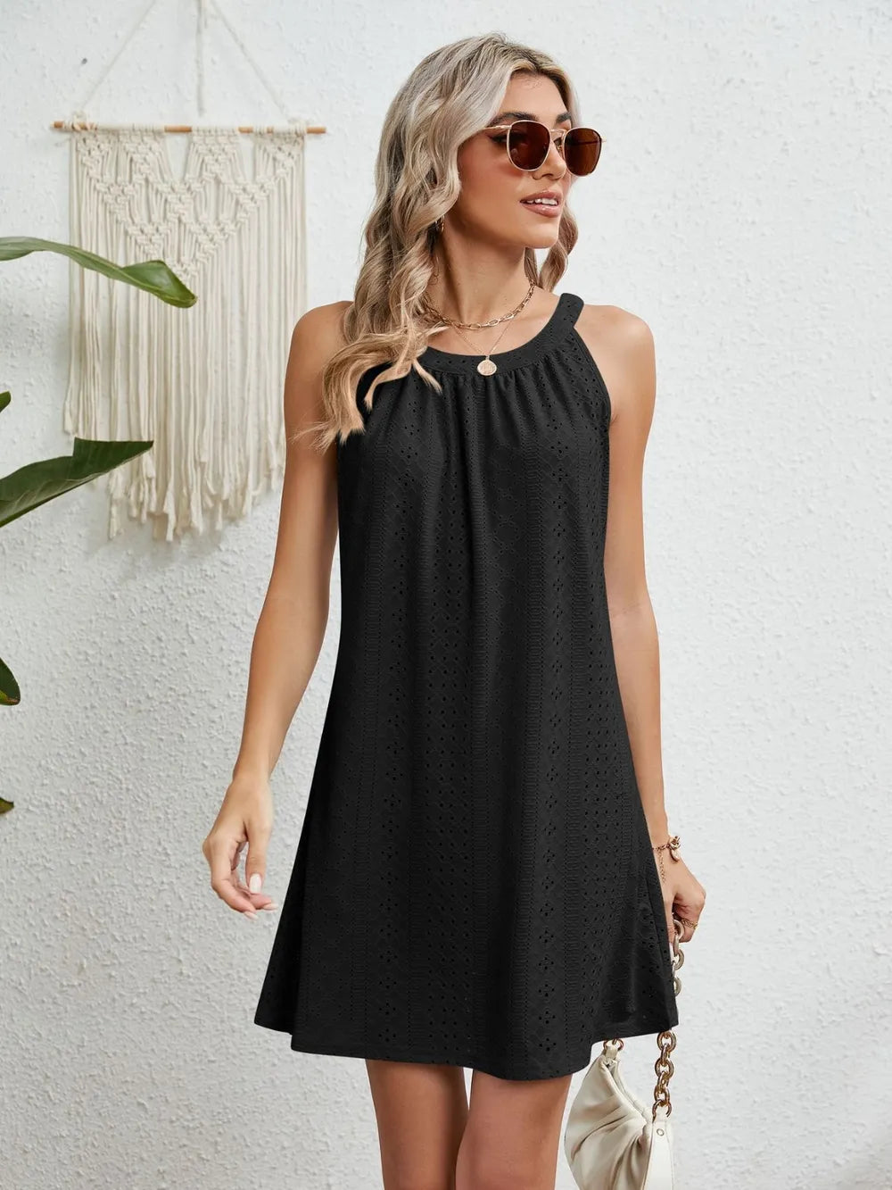 Women's swimsuit hollowed out crochet top sleeveless beach dress